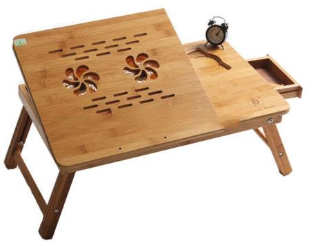 WOODEN LAPTOP table with cooling fans