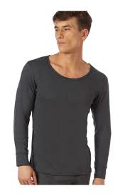 Mens Black Round Neck Thermal