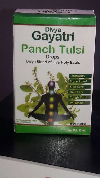 Divya Gayatri Panch Tulsi Drops, Form : Liquid