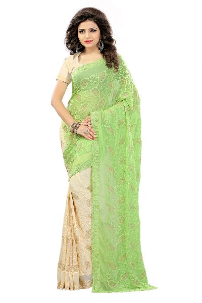 nylon embroidery sarees