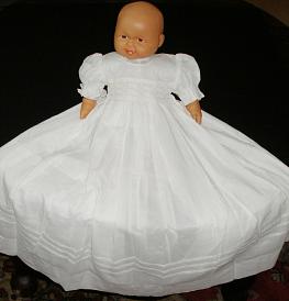 100 % Softest Cotton Irene Smocked Christening Gown, Color : White Ivory