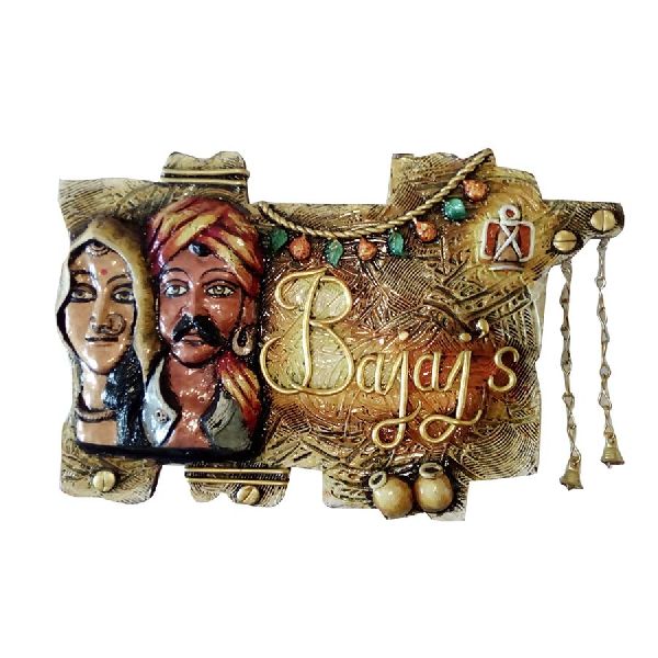 Wooden Rajasthani Couple Name Plates