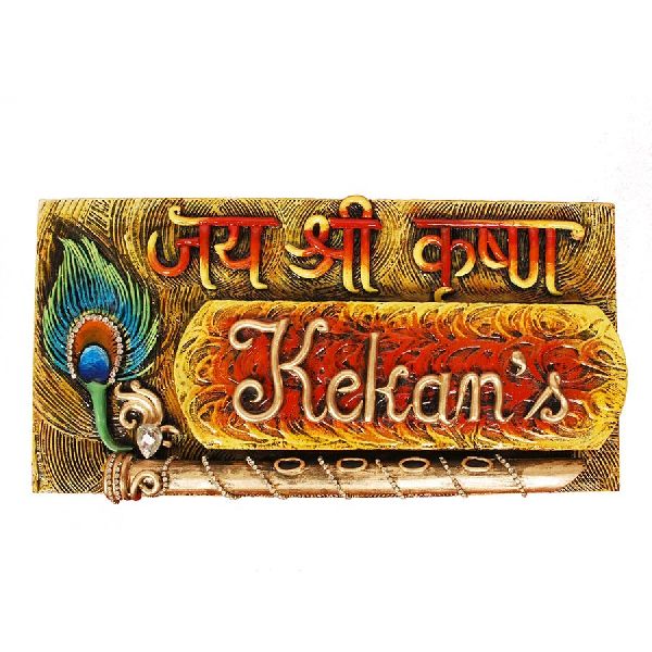 Wooden Krishna Tag Name Plates, Feature : Eco Friendly