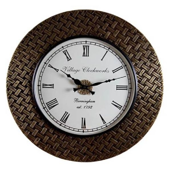 TAGARI EMBOSS BRASS WALL CLOCK, Color : MULTI COLOR