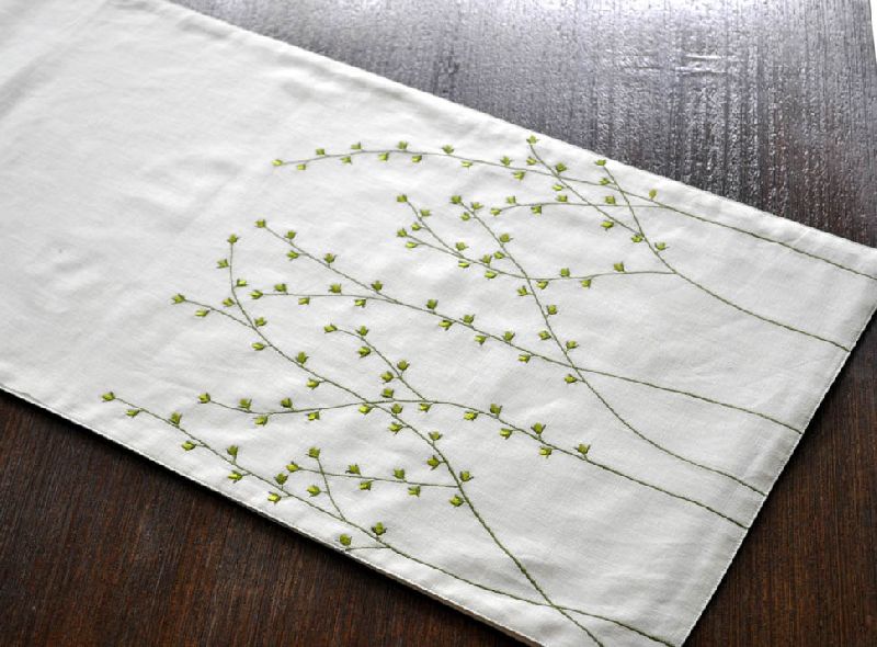 Ranjit Ahuja Rectangle Plain Hand-embroidered Table Linen, For Home, Size : Custom