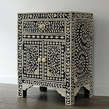 Bone Inlay Bedside Table