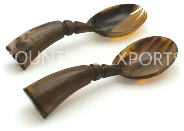 Polished Horn Spoon Set, Color : Brown