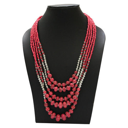 Red Beaded Chain Necklace