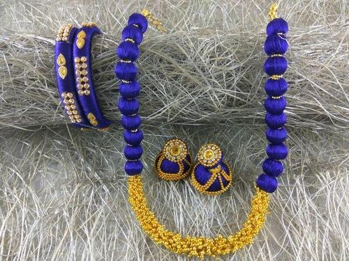 Silk Thread Necklace Bangle Set