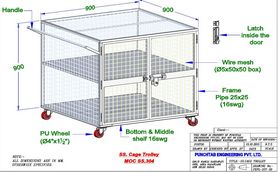 Clean Room Cage Trolley, for Cleaning