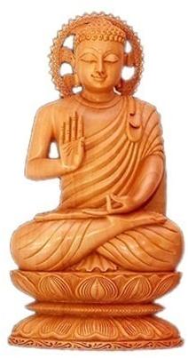 Wooden Handcrafted Lord Buddha Statue, Color : Brown