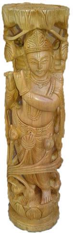 Wooden Lord Krishna Statue, for home temple