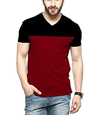 Cotton Fabric Mens V Neck T-Shirts, Age Group : Adult