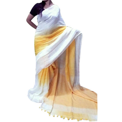 White and Yellow Linen Sarees