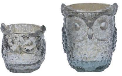Glass Owl Shaped Votive Holders, for Decoration, Color : Grey