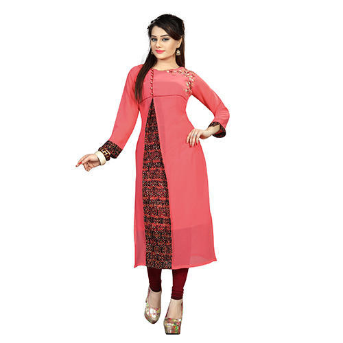 Buy Arayna Yellow Rayon Embroidered A-Line Kurti with Gota Patti Work  online | Looksgud.in