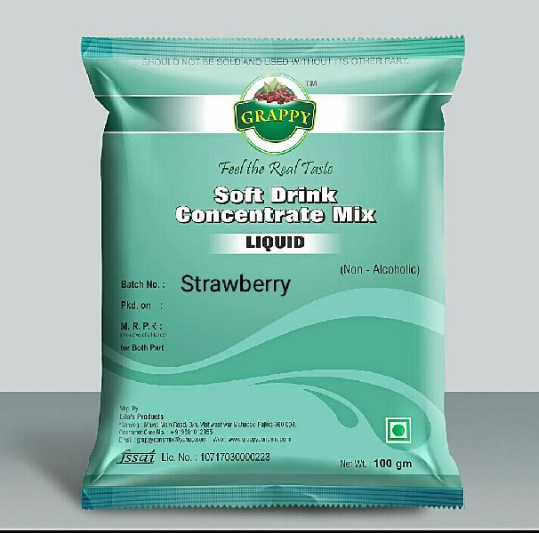 Strawberry Soft Drink Concentrate Mix, Packaging Type : Pouches