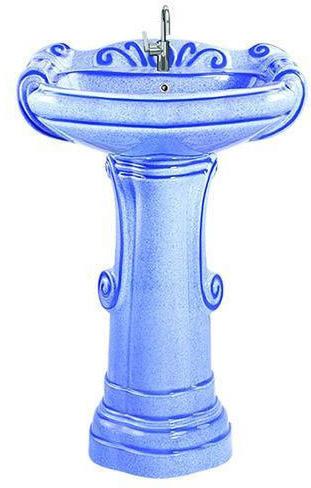 Blue Pedestal Wash Basin