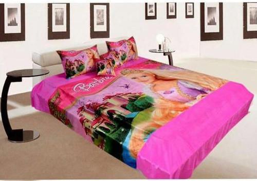 Barbie Print Velvet Double Bed Sheet Set