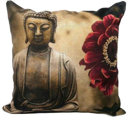 Devyansh Creations Jute Buddha Print Cushion Covers, Size : 45cm X 45cm