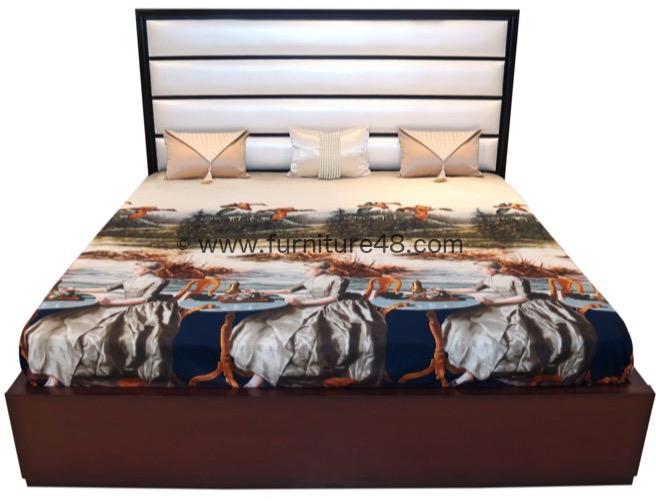 Block Board Glamour Fab King Bed, Color : Walnut