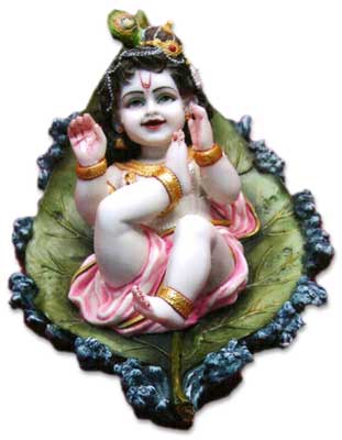 Mould Marble Krishna Resting On Leaf