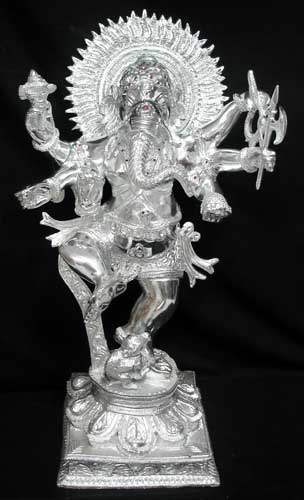 White Metal Dancing Ganesha