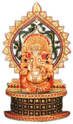 Wooden Sitting Sinhasan Ganesha, Feature : High Aesthetic Appeal, Smooth Edges, Flawless, Finish Attractive Look.