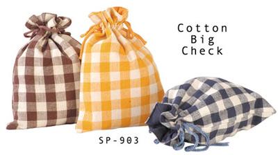 Cotton Check Drawstring Bags