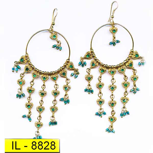 IL-8828 Antique Gold Plating stone work Chandelier Earrings