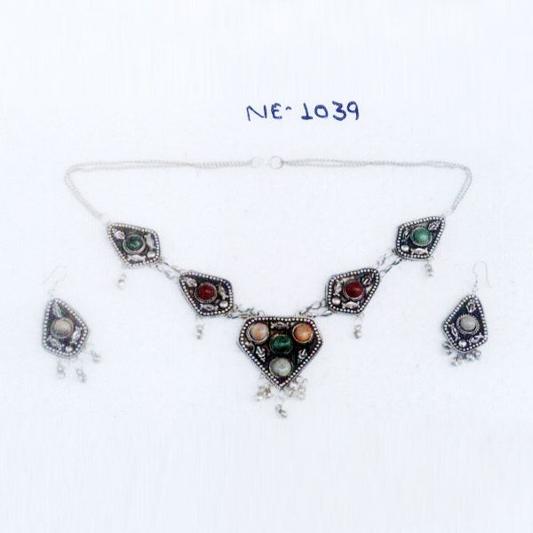 NE-1039 Stone Work earring necklace
