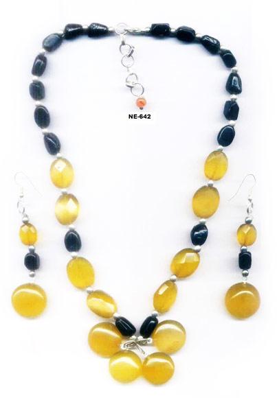 NE-642 Onyx Stone Work earring necklace