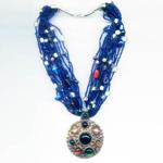NE-657 multi colour beads Work  brass castin pendant necklace
