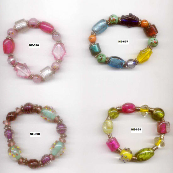 NE-696 Fancy Glass Beads Work Stretch Bracelet