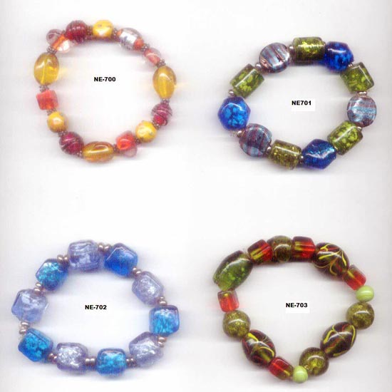 NE-700 Fancy Glass Beads Work Stretch Bracelet