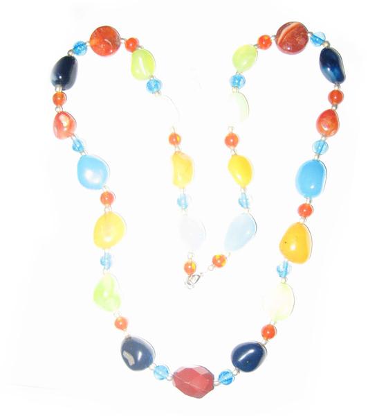 NE-819  Multi Colour Onyx Stone Work necklace