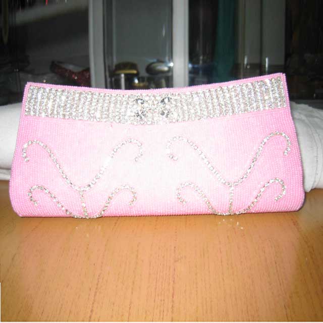 P-222 immitation diamond beads work sattan purses