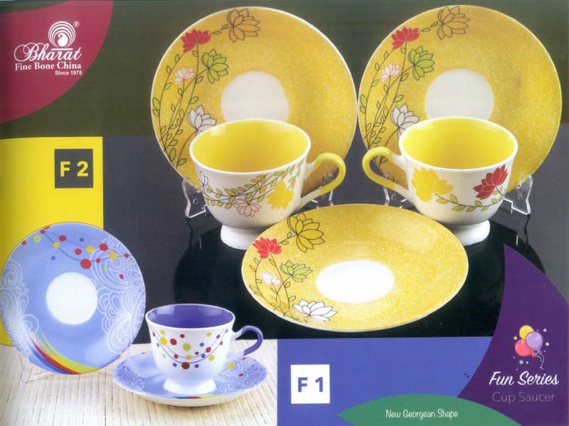 Round Fun Series Cup & Saucer Set, for Coffee, Tea, Size : 2.9x2.9inch, 3.5x3.5inch