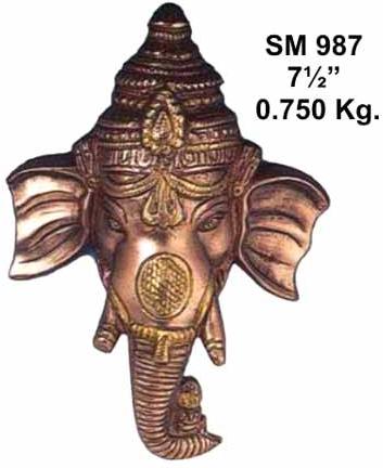 BWH - 10 Brass Wall Hangings (Ganesha Face)