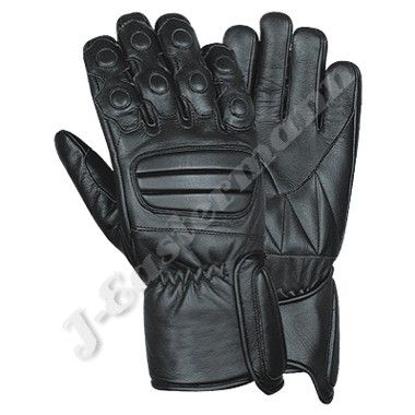 Black Leather Motorcycle Racing Gloves JEI 1195