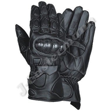 Black Leather Motorcycle Racing Gloves JEI 4032