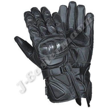 Black Leather Motorcycle Racing Gloves JEI 4035