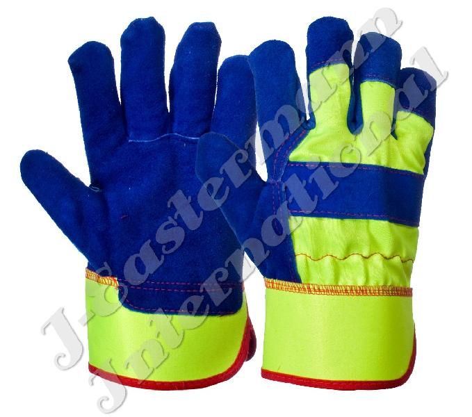 Blue High Visibility Premium Leather Work Gloves JEI 1113.01HV