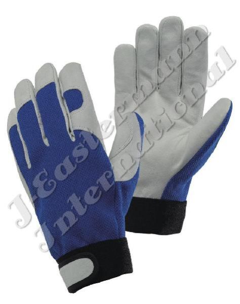 Goat Skin Mechanics Gloves With Velcro Straps JEI M701