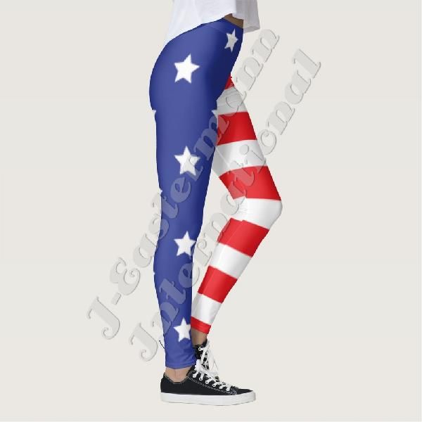 Ladies American Flag Full Sublimation Printed Leggings LP-61