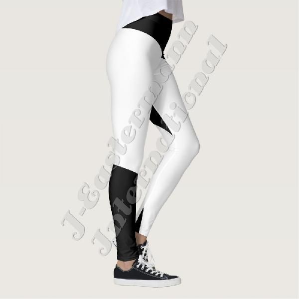 Ladies Black & White Full Sublimation Printed Leggings LP-48