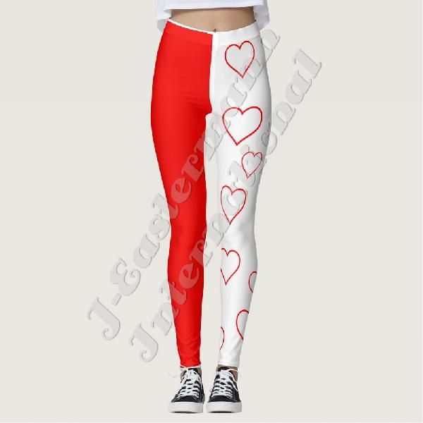 Ladies Two Tone Hearts Full Sublimation Printed Leggings LP-68