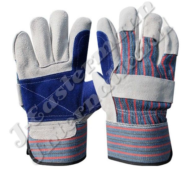 Leather Double Palm Work Gloves Blue JEI 1123.01NB
