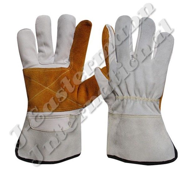 Leather Double Palm Working Gloves  Brown JEI 1125NLB