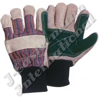 Leather Double Palm Working Gloves Knitted Wrist JEI 1140RB